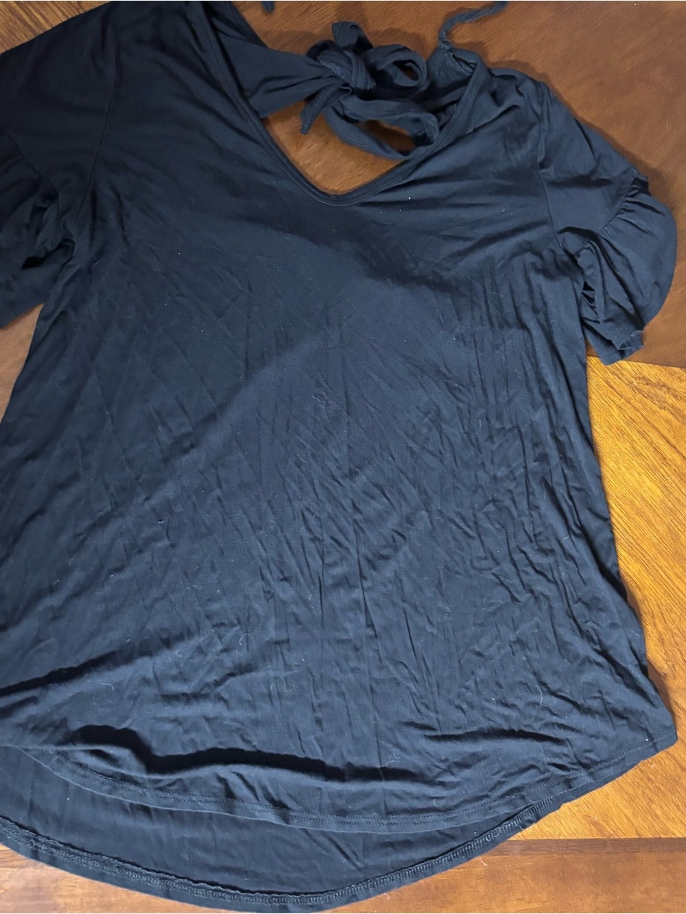 Women’s Black Tie-Back Short Sleeve Top